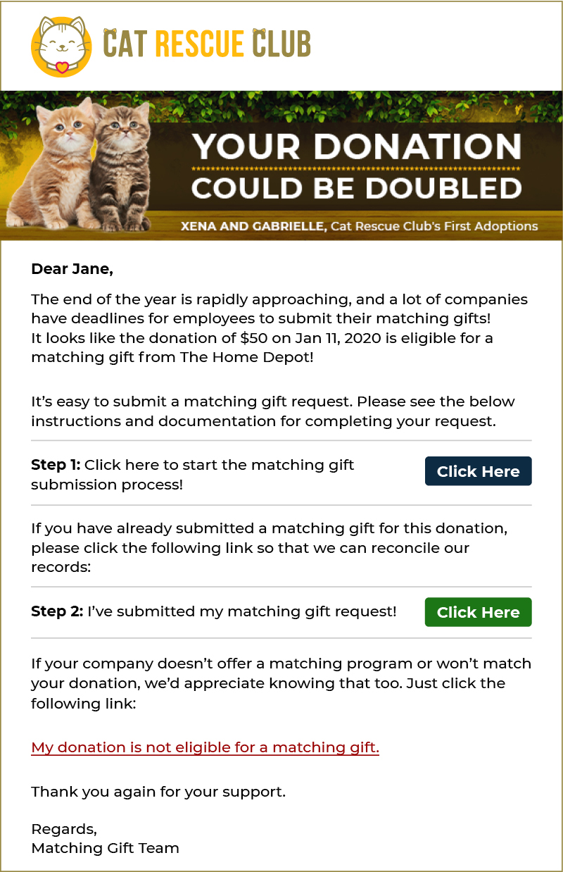 360MatchPro by Double the Donation offers a year-end stream for matching gift letters.